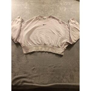 Nike Sweatshirt Womens XS Purple Fleece Cropped Swoosh Logo Crew Neck Pullover